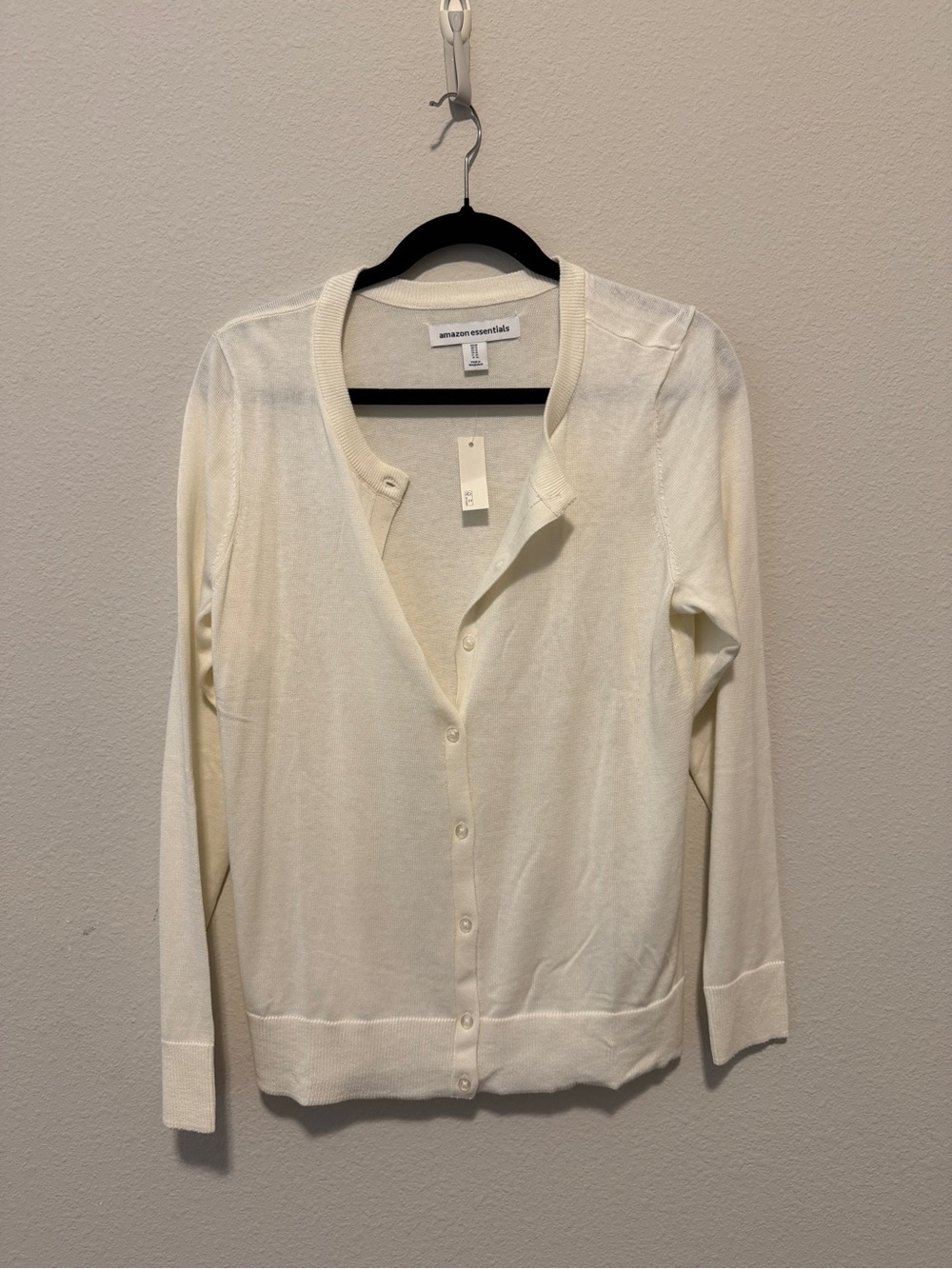 Amazon Essentials Women's Ivory Button-Front Cardigan Sweater